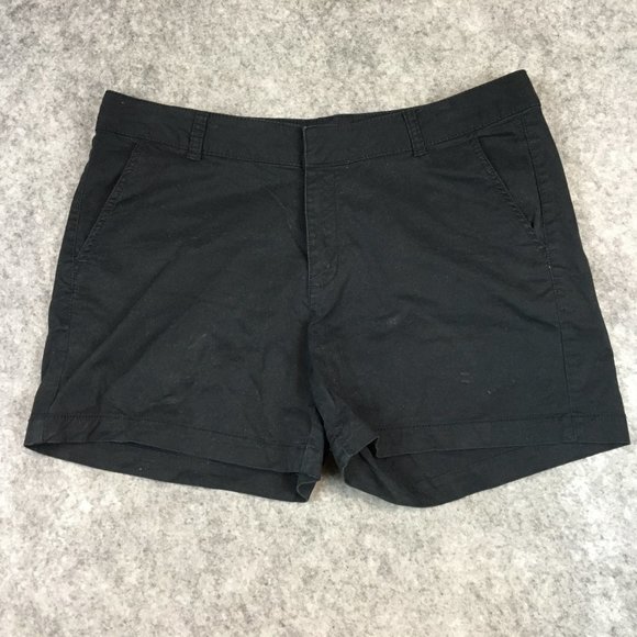 Sonoma Shorts 16 Solid Black Chino Midi Twill Casual Work Uniform Womens Stretch - Picture 1 of 12